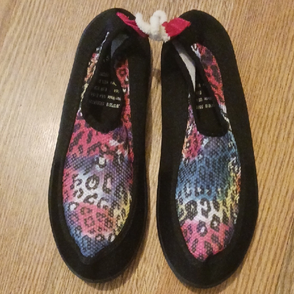 Black and Pink Swim Shoes with Animal Print